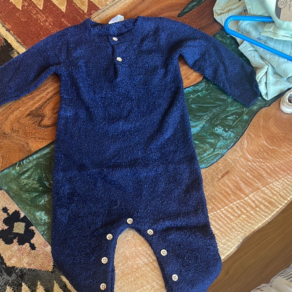 Cozy Blue Knit One Piece Footies